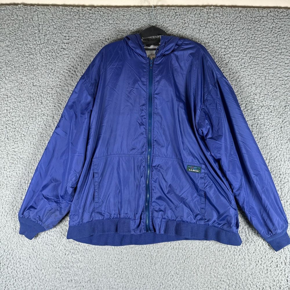 Vtg‎ L.L. Bean Jacket Mens XLT Purple Full Zip Fleece Lined Hooded Made In USA